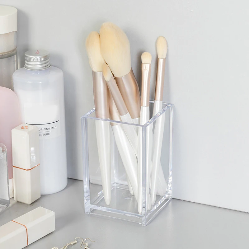 Make Up Organizer Plastic Makeup Brush Pot Storage Acrylic For Cosmetics Holder Desk Cosmetic Storage Container