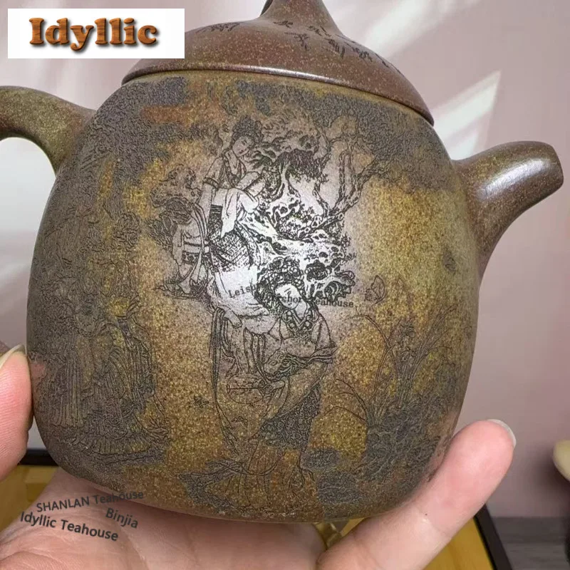 330ml Yixing Purple Clay Teapot Handmade Qin Quan Pot Raw Ore Wood-fired Porcelain Mud Tea Infuser Kettle With Infuser Zisha Tea