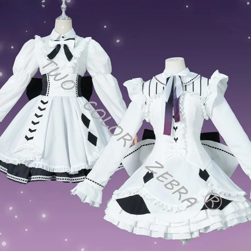 Shinonome Ena Kanade Yoisaki Cosplay Costume Wig White Black Maid Dress Bow and Accessories for Halloween Stage Perfromance - view 5