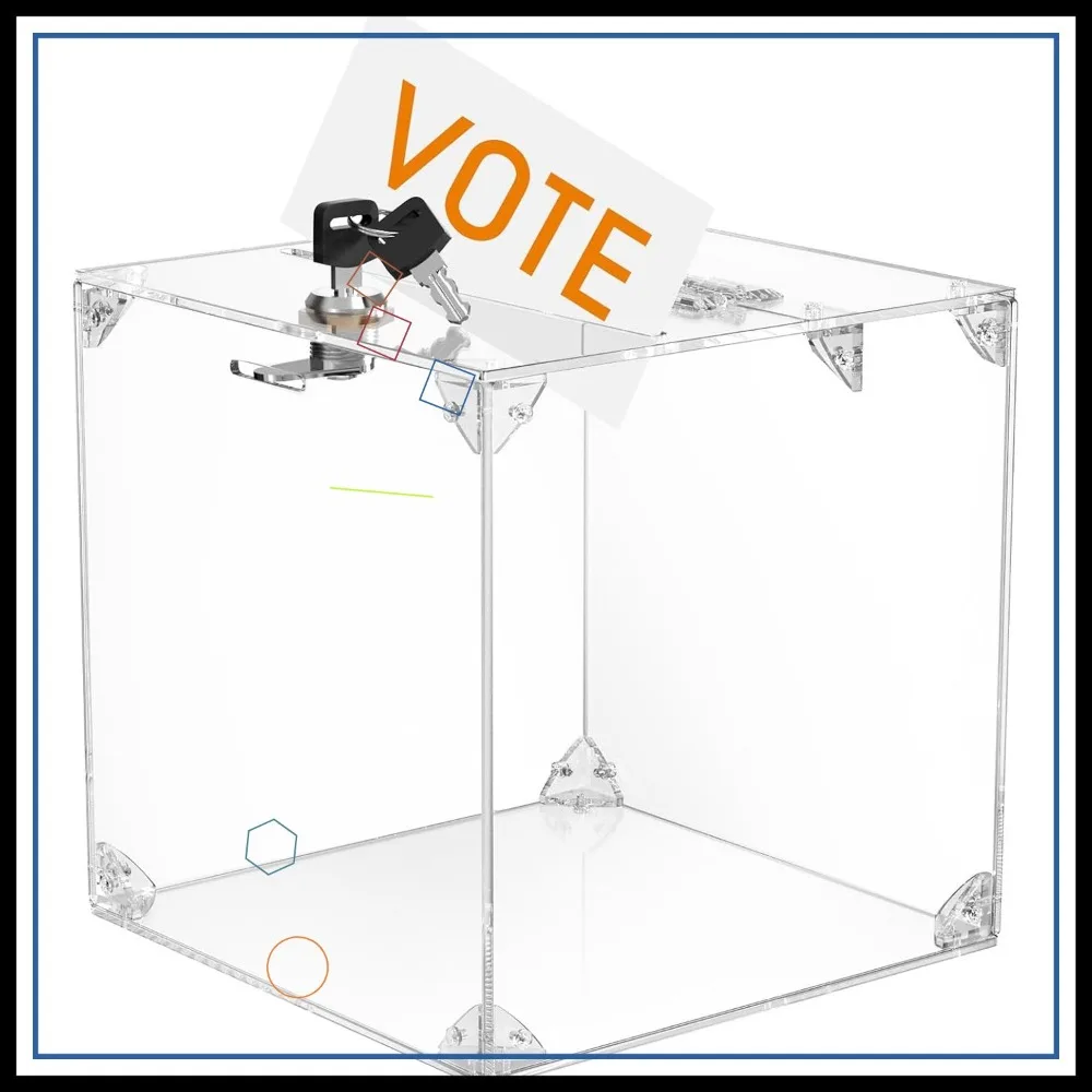 

Acrylic Donation Box 9.8" Square with Lock, Large Comment Case for Fundraising, Bar, School, 2 Pack