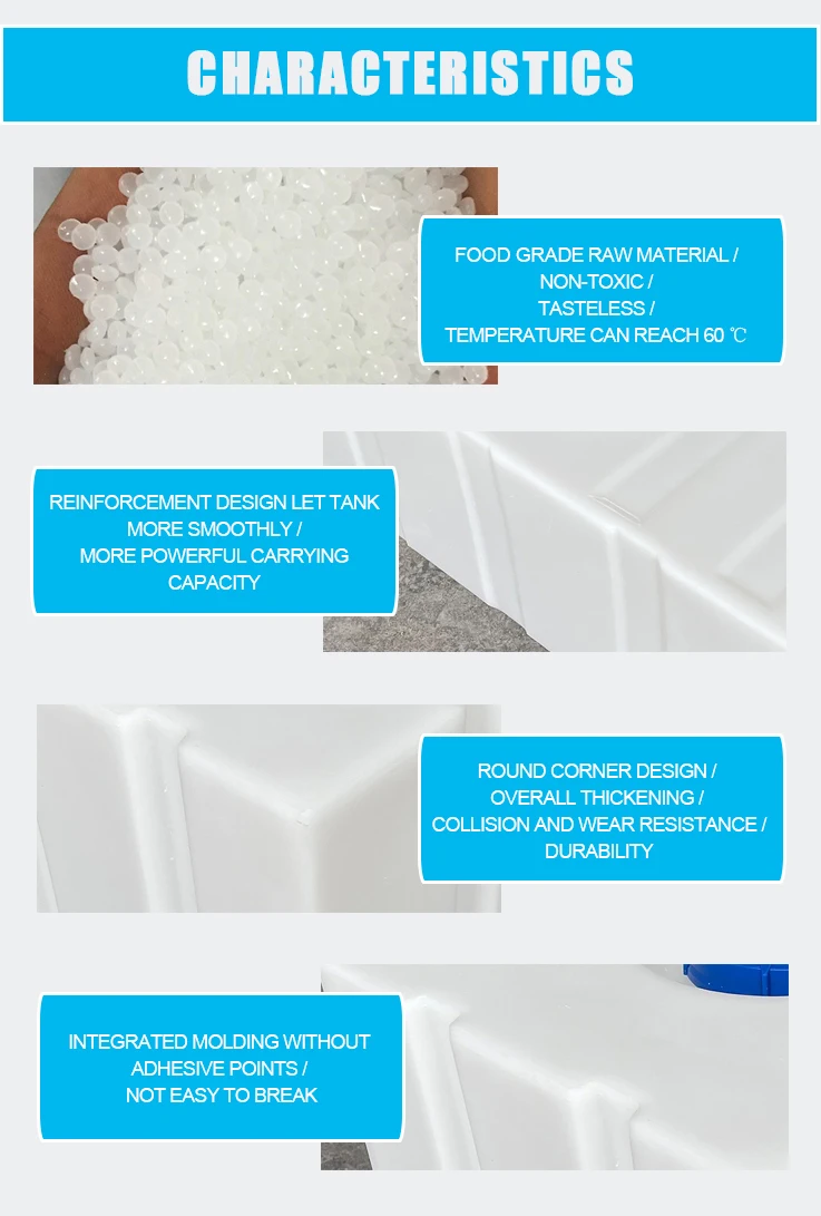 Direkt ab Werk horizontaler quadratischer Kunststoff-Wassertank 30L 50L 80L 100L