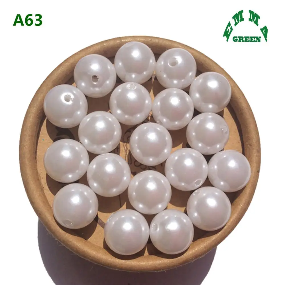 Acrylic White Pearl Beads with Hole for Vintage Necklaces A63 Round 6mm to 30mm Chunky Loose Pearls Beads for Jewelry Making