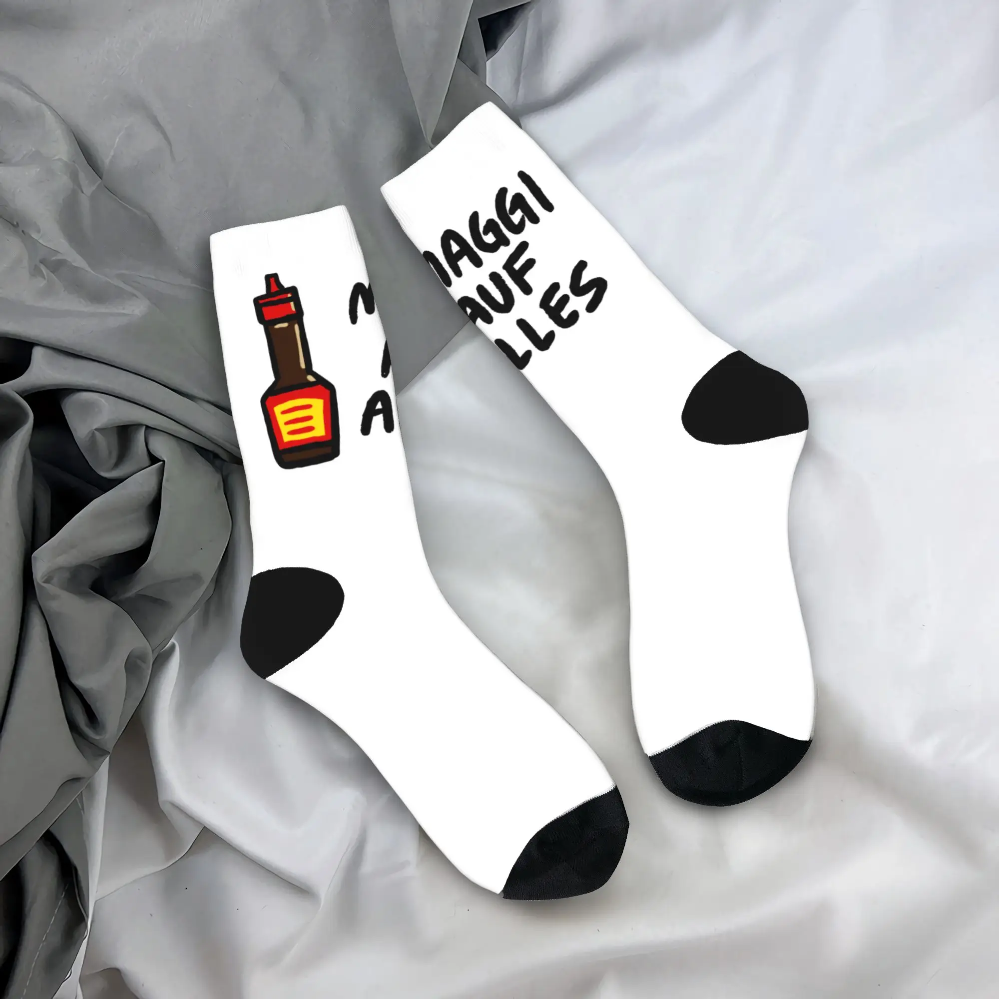 Maggi Auf Alles Medias Diseño Calcetines divertidos Otoño Calcetines antideslizantes Mujeres Hombres Calcetines cómodos al aire libre