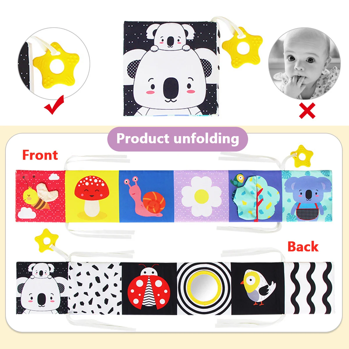 Jouet éducatif pour la petite enfance, livres en tissu pour le bain des bébés avec des animaux, des couleurs et des insectes