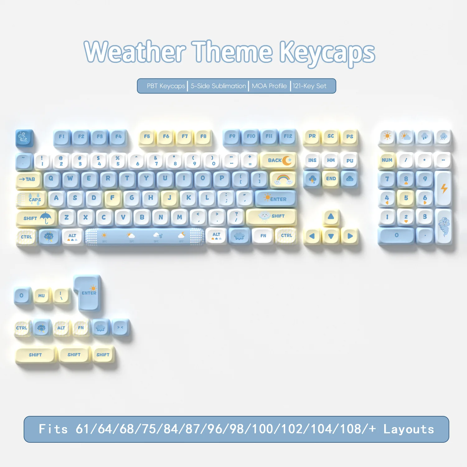 121 Keys Weather Style MOA Profile PBT Keycap Mechanical Keyboard Keycaps ISO Enter MOA Key Caps For Mx Switch Keyboard Custom