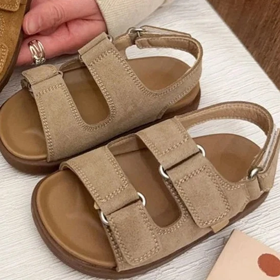 Fashion Boys Girls Sandal 2026 Summer New Fashion Simple Solid Color Children's Suede Outdoors Beach Sandals Keep Feet Dry Day