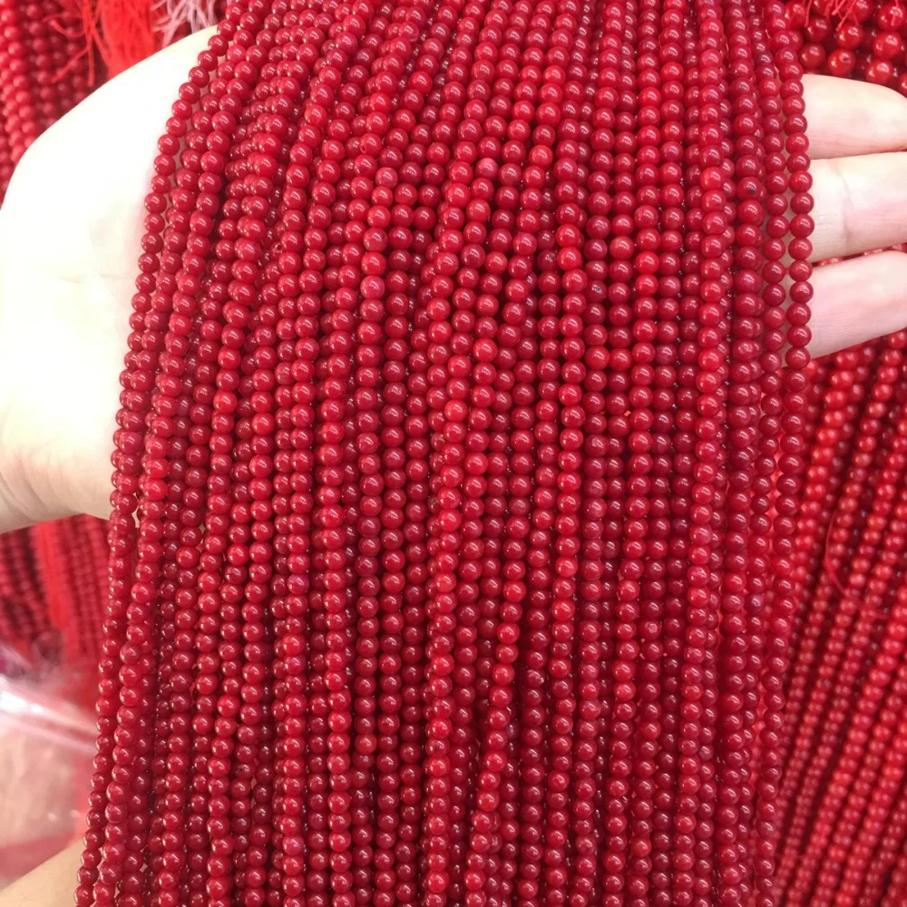 Natural Coral Red Irregular Abacus Round Beads Crafts 2/3/5mm For Jewelry MakingDIY Bracelet Necklace Accessories Charm Gift38CM