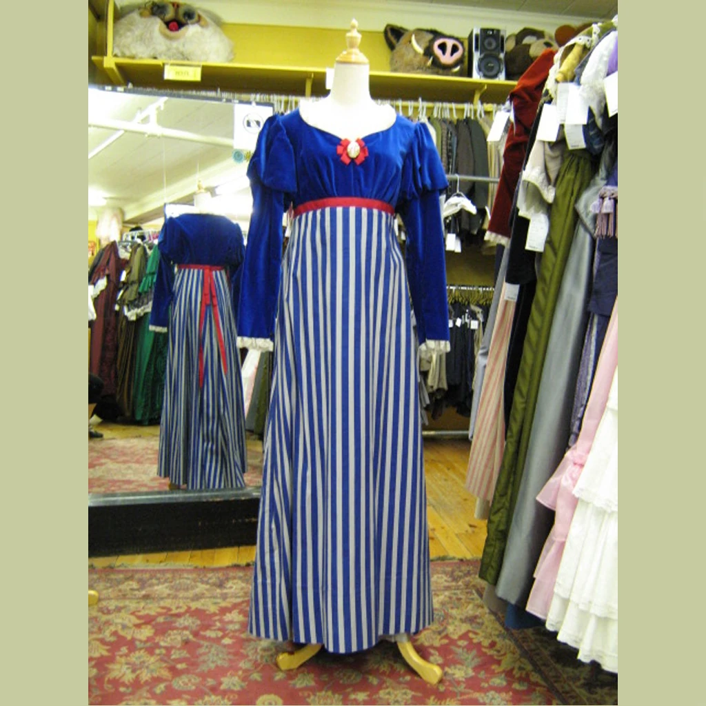 

Джейн Остин, синее полосатое платье, викторианское платье эпохи регентства, гордость и Преjudicev, Элизабет, Беннет, косплей, высокая талия, чаепитие Dr