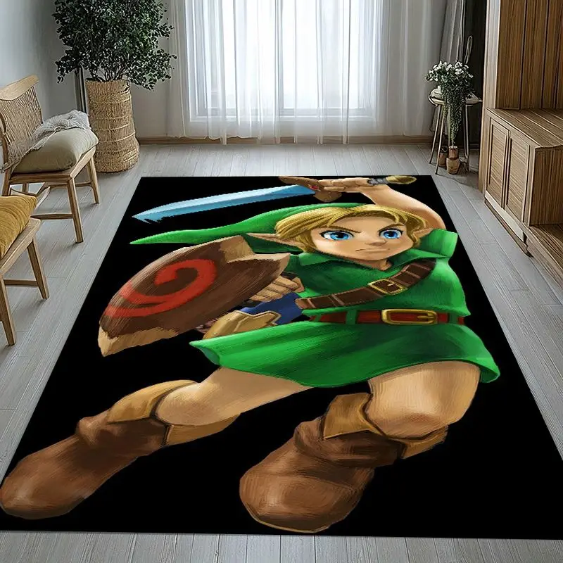 Classic Game Z-Zelda Hylian Crest Link Non-Slip Large Area Rug for Living Room,Bedroom Playroom Carpet Mat for Sofa,Home Decor