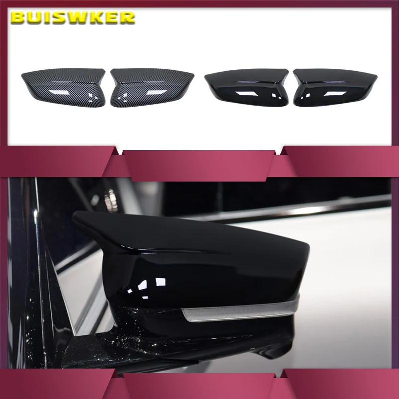 For KIA EV6 2022 2023 Trim Cover Side Mirror Molding 1 Pair ABS Black Cap Carbon Fiber Style Durable Easy To Install