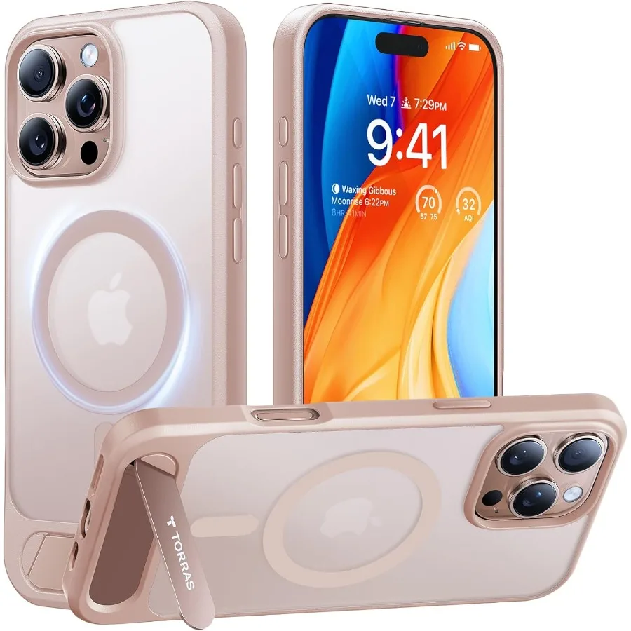 

Translucent Natural Titanium Gold Case for iPhone 16 Pro Max with Strong Magnetic Compatibility and Seamless MagSafe Stand Supp