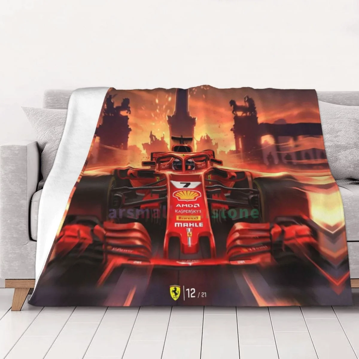 F1 Car Post Flannel Fleece Blanket Soft Warm Lightweight Cozy Anti-Pilling Fuzzy Throw Blankets for Couch Bed Sofa Travel