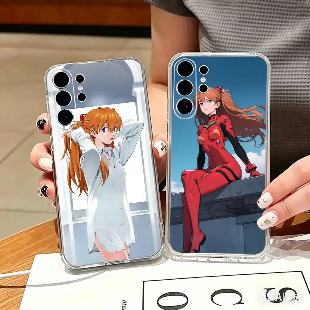 Cute A-Asuka Langley Soryu EVA  Clear Hard Phone Case For Samsung S25,24,23,22,21,10,9,Ultra,Plus,Lite Transparent Cover