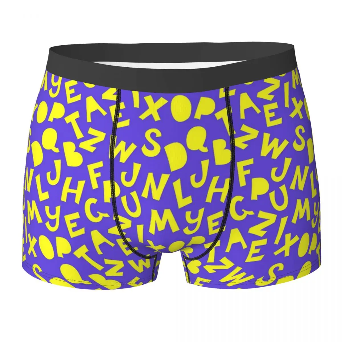 Yellow Letter Print Underwear Funny Font Men Boxer Brief Comfortable Boxer Shorts Trenky Print Oversize Panties