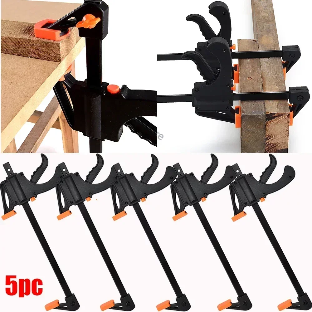 

5pcs Woodworking Work Bar Mini F Clamp Clip Set Hard Quick Ratchet Release Clip DIY Carpentry Hand Tool Gadget Woodworking Clamp