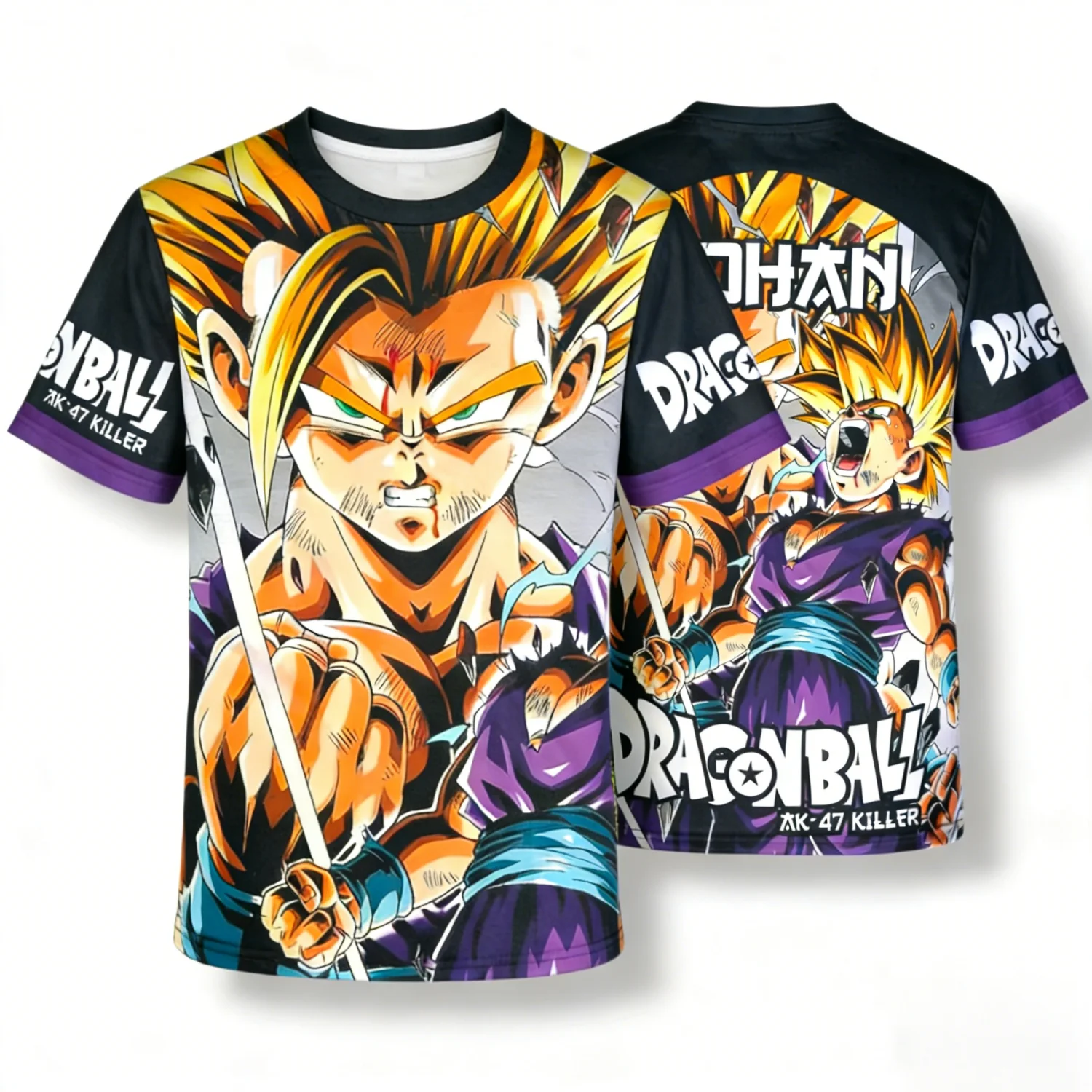 2026 Summer Dragon Ball Retro Fitness T-shirt Men's Oversized 3D Printed Short-sleeved Family Unisex Children's Sports Shirt