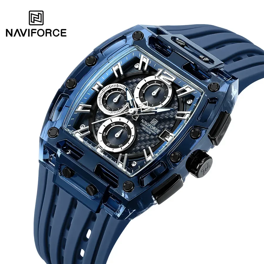 NAVIFORCE NF7105 Men\'s Watch High Quality Quartz Fashion Clock Waterproof Silicone Tape Luminous Date Sports Wristwatches