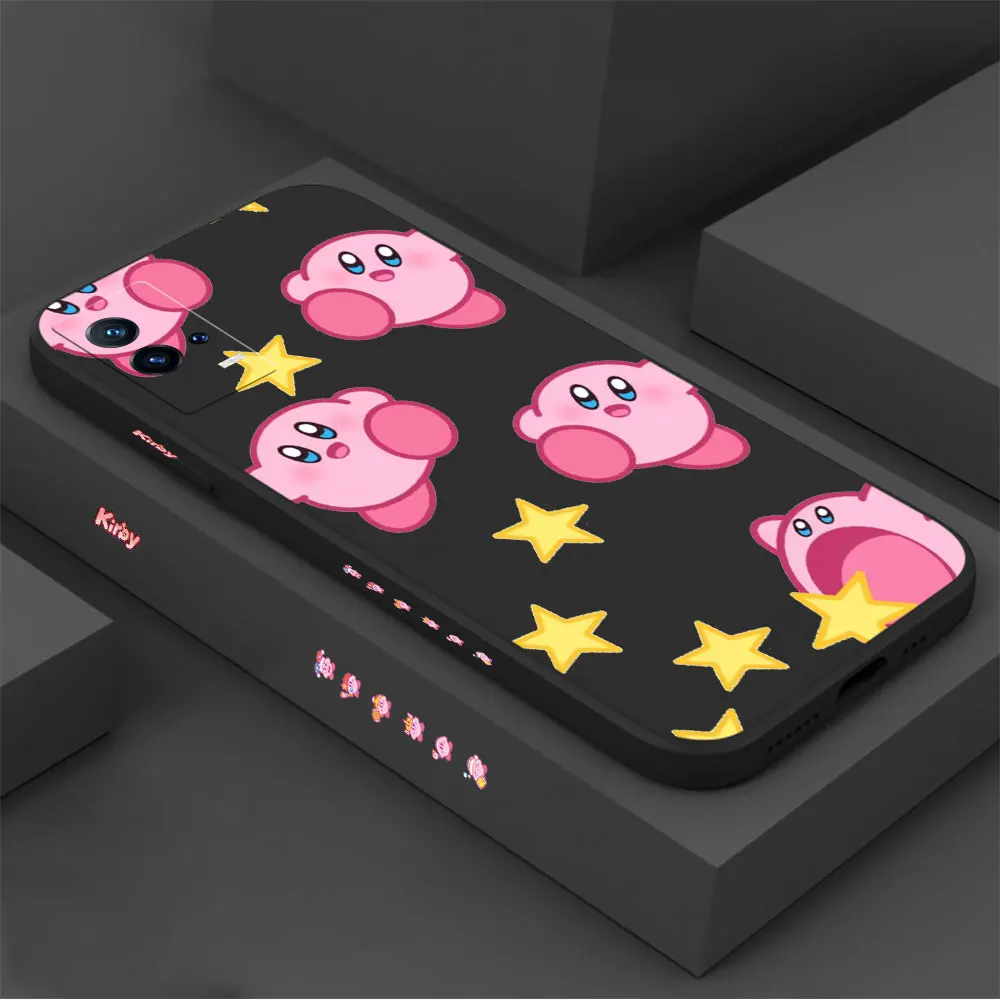 Cute Cartoon K-Kirby Phone Case For OPPO RENO 10 9 8 7 7SE 6 6Z 5 4 4SE PRO PLUS 4G 5G Colour Liquid Silicone Cover Cqoue Fundas