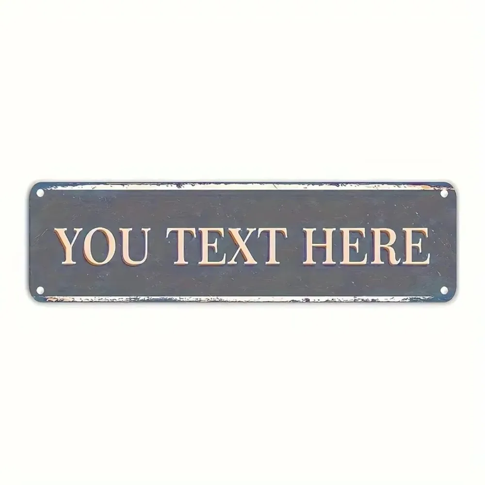 CIFbuy [2D Flat] Custom Distressed Dark-Gray Aluminum Sign, Personalized Text Wall Decor (Only For Decoration)
