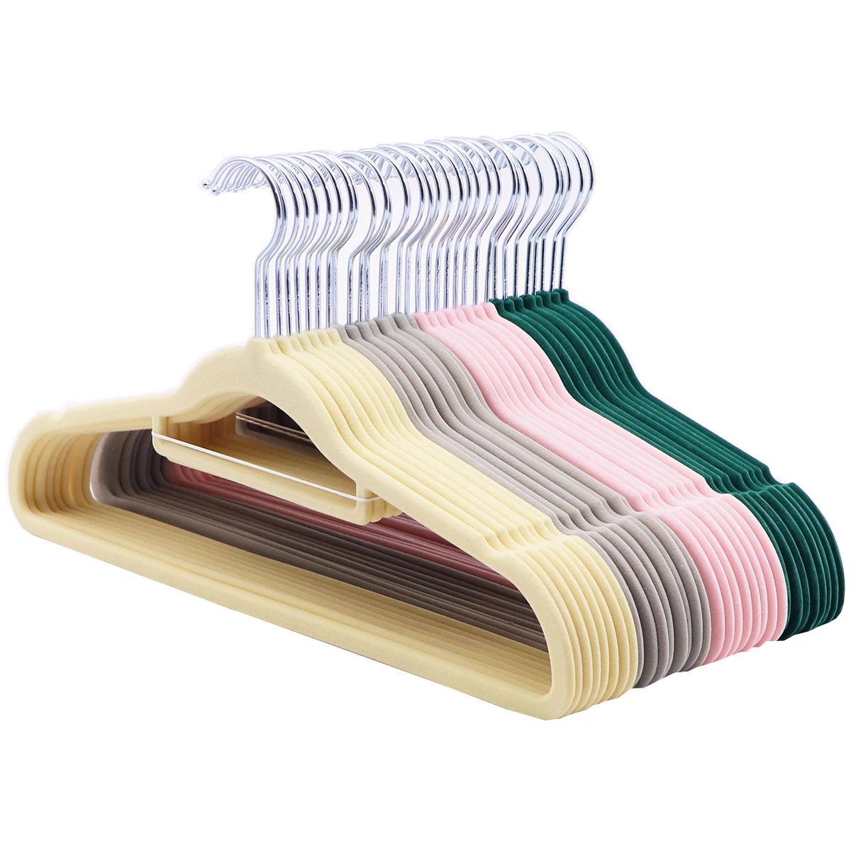 

10Pcs/lot 35/42cm Flocking coat hanger, anti-slip shoulder and markless coat hanger, ultra-thin household coat hanger for hangin
