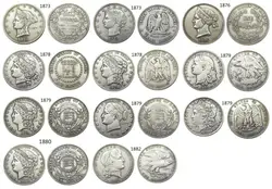 USA A Set Of(1873-1882) 11pcs Different Dollar Patterns Silver Plated Copy Coin