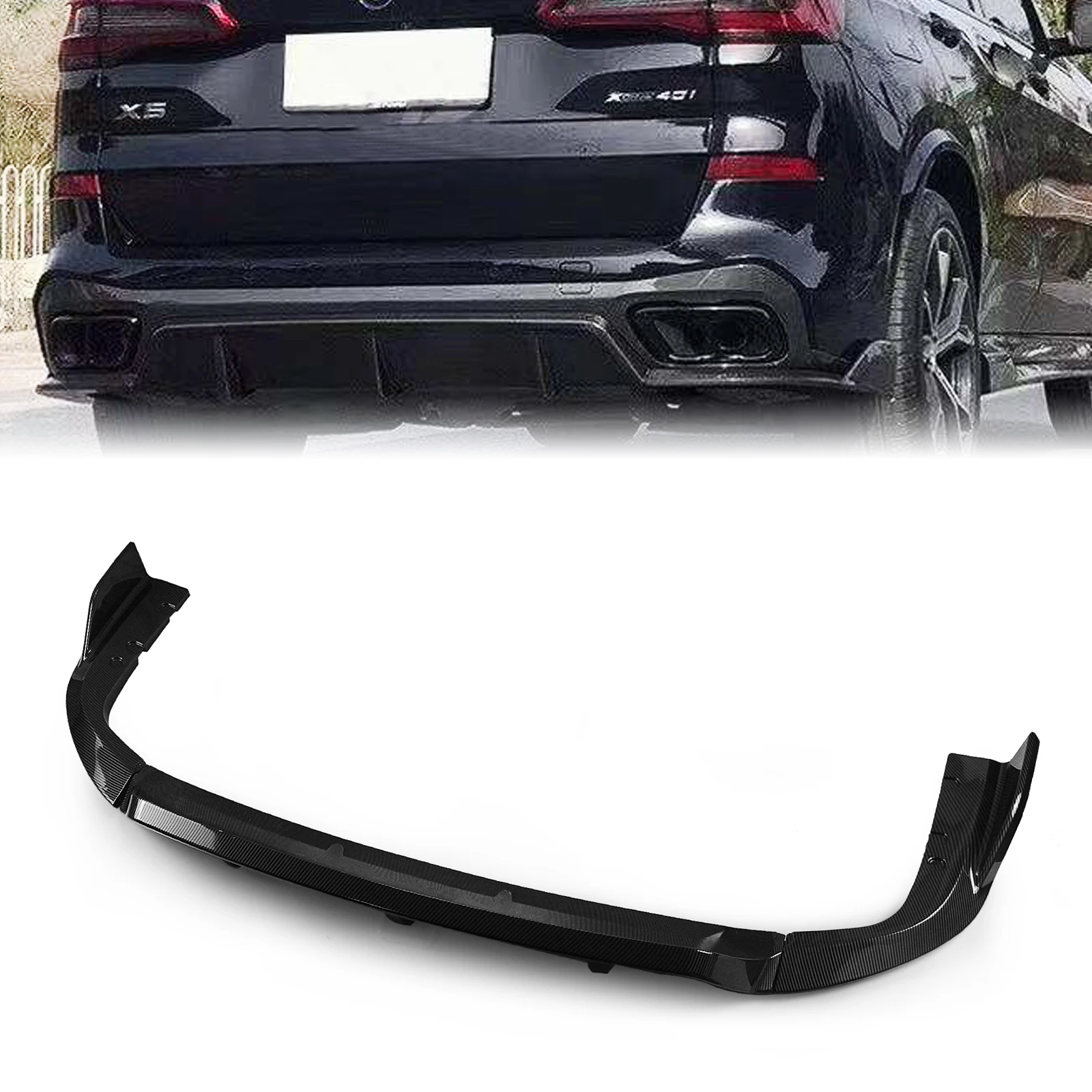 

Gloss Black/Carbon Fiber Look Rear Bumper Diffuser Lip Splitter Spoiler For BMW G05 X5 LCI M Sport 2019 2020 2021 2022 2023-2025