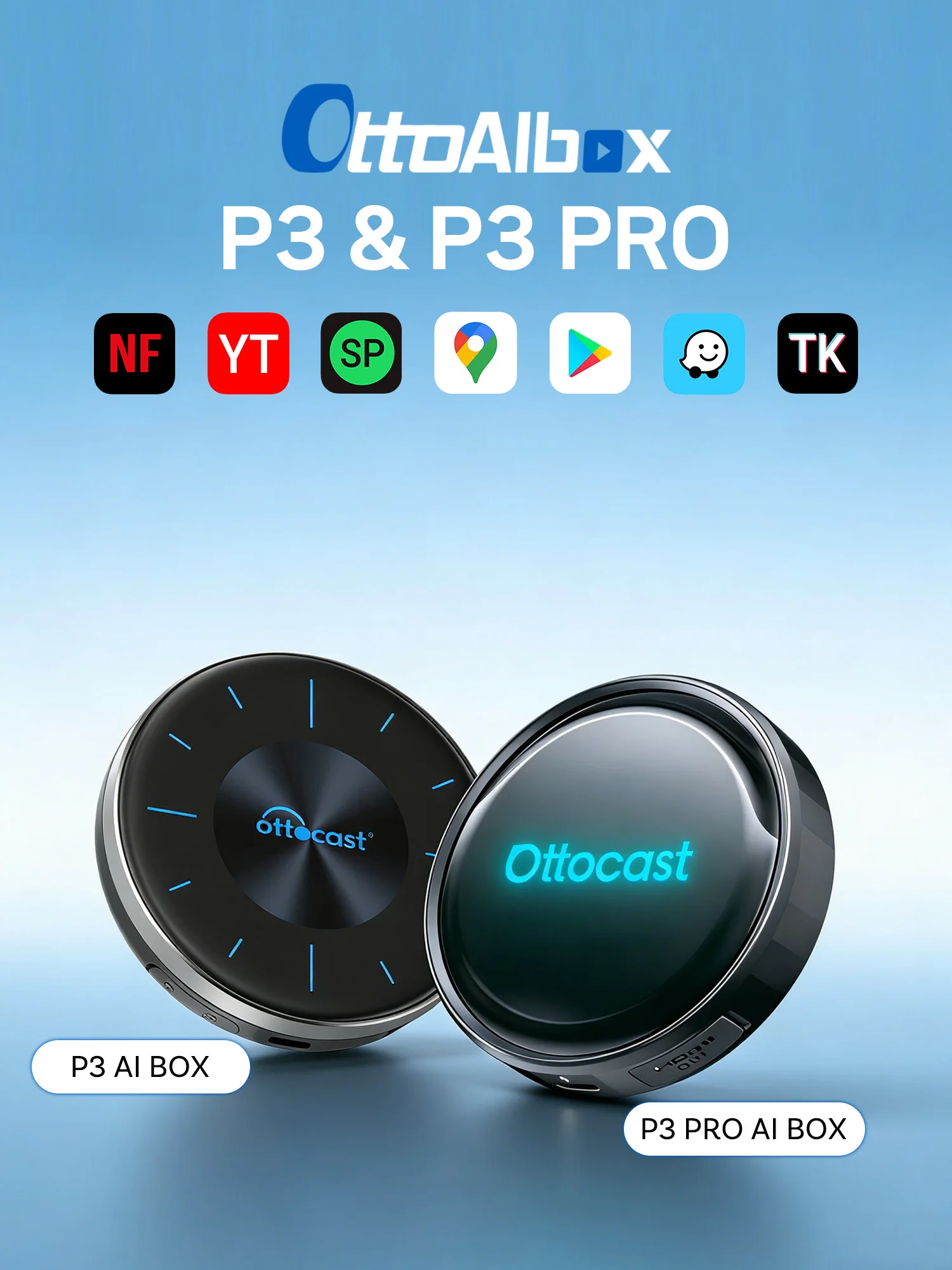 Ottocast P3 of P3 PRO AI Box Draadloze CarPlay Android Auto TV Smart Box 2026 Nieuwe Ottoaibox voor Nissan Toyota Ford Cadillac Buick - afbeelding 2