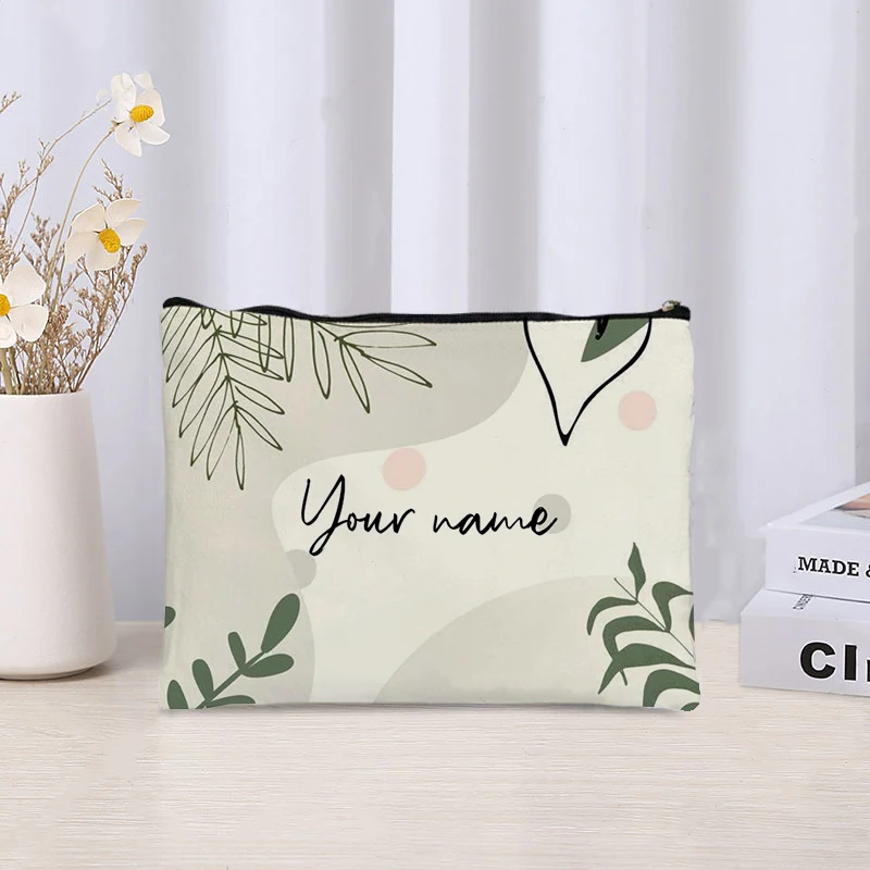 2024 New Name Cosmetic Organizer Custom Wedding Gift Bridesmaid Handbag Canvas Travel Toilet Pouch for Women Make up Bags Purse