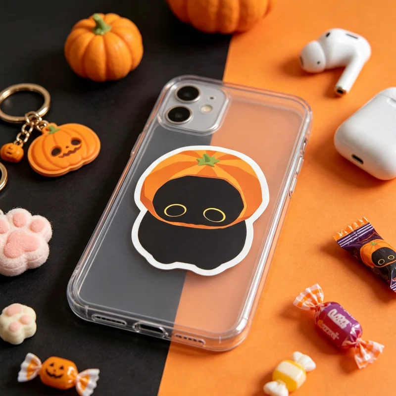 Black Cat Void Pumpkin Halloween Matte Vinyl Sticker Waterproof Cute Funny Cosplay Accessories Holiday Gift For Laptop Luggage