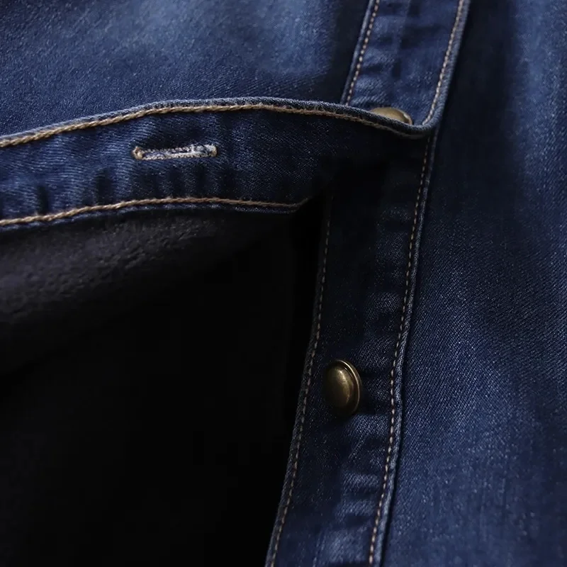 가을 겨울 여성 긴 소매 카우보이 셔츠 코트 여성 중간 긴 데님 블라우스 숙녀 카디건 청바지 자켓 탑스 ﻿