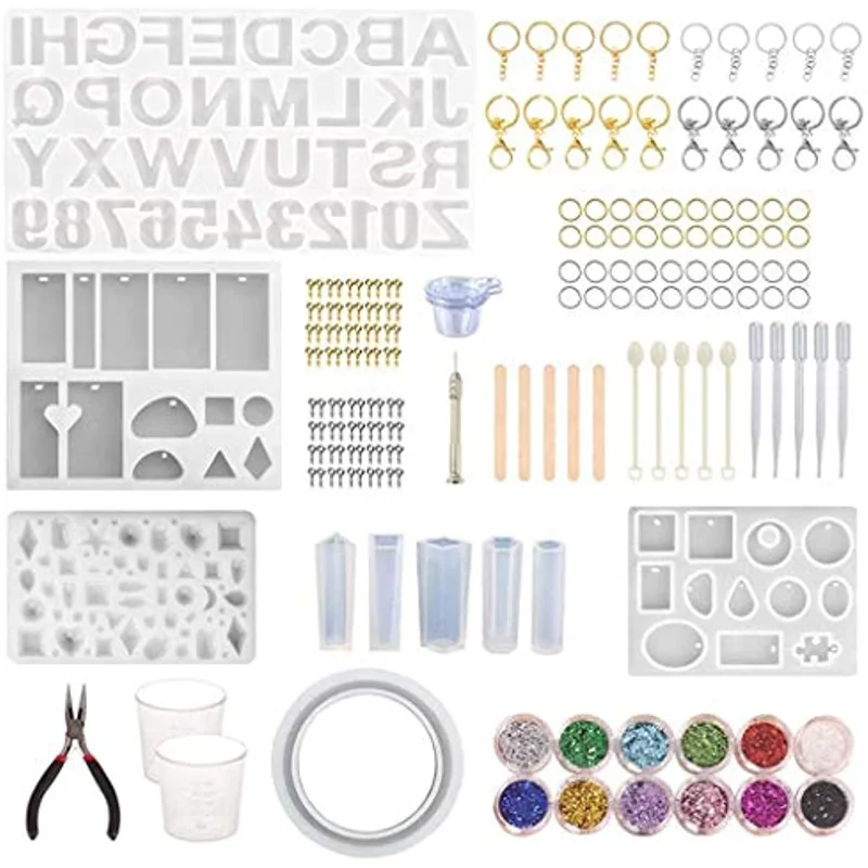 186 Stück Silikon harz Gussformen Starter Kit , Alphabet Nummer Formen für Harzguss, DIY Kristall kleber Schmuck Form Set