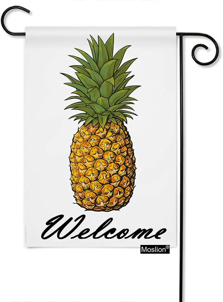 Moslion Pineapple Welcome Garden Flag Vertical Double Sided Fresh Ripe Fruit Pineapples House Flags Home Burlap Banners 12.5 llz