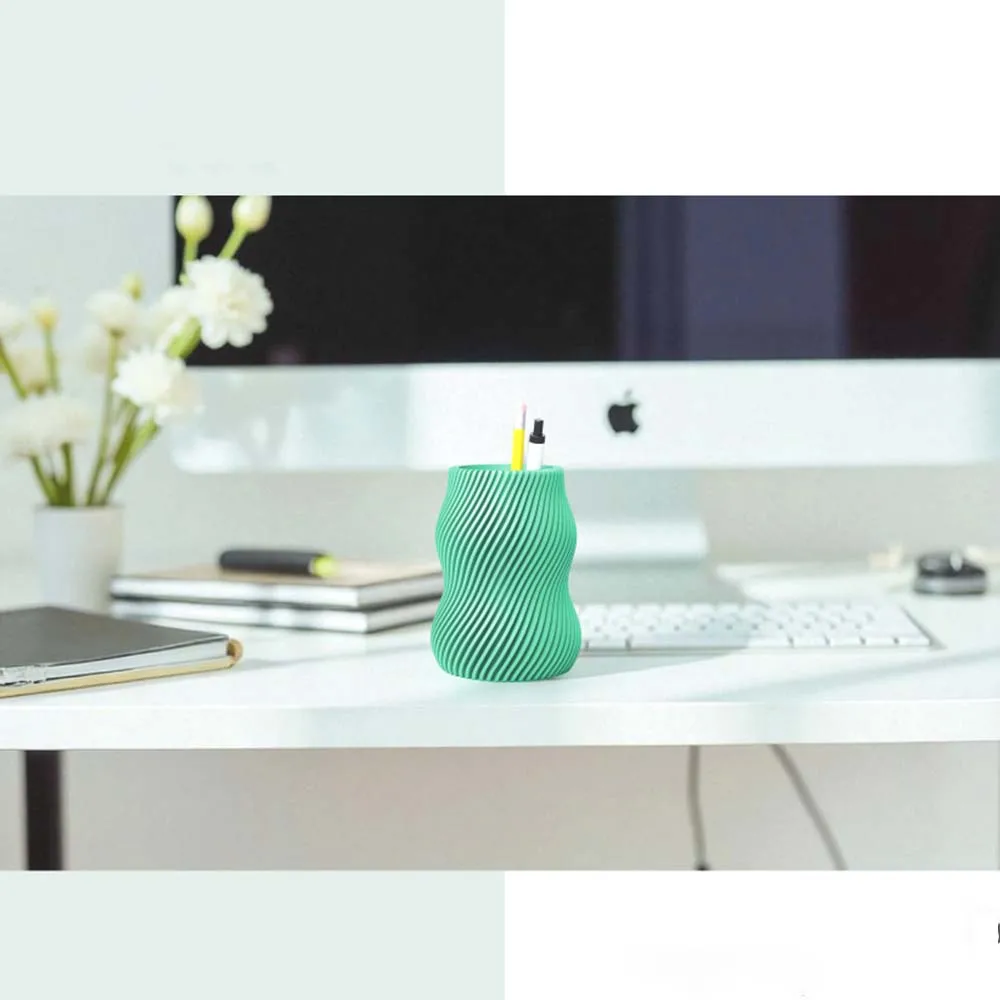 

Twisted wave pen holder, stylish desk organizer, 3D printed stationery storage cup, suitable for office, home, and makeup brushe