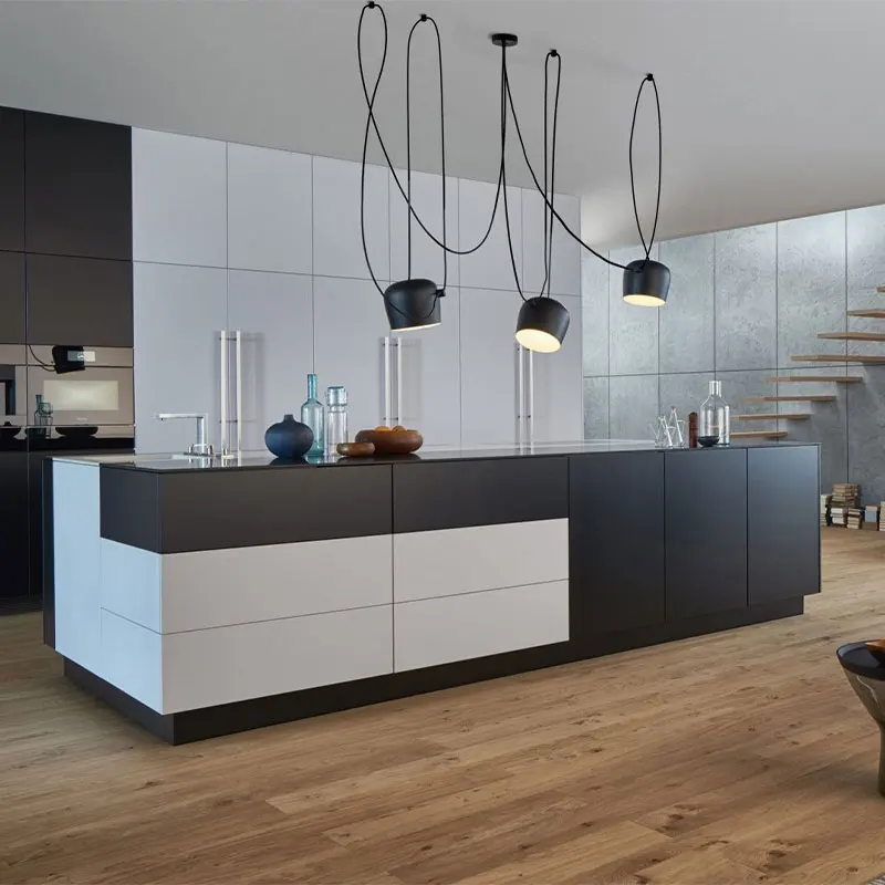 Gabinetes de cocina de lujo modernos, marco de tejido de vidrio con perfil de aluminio, que incluyen bisagras para grifo, resina laminada de mármol