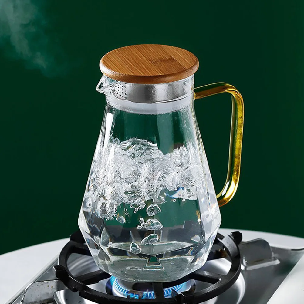 

Glass Water Pitcher Cold Bottle Juice Set Kettle Jug Large Capacity Family Drink Party Wide Mouth Easy Clean Anti Drip Spout