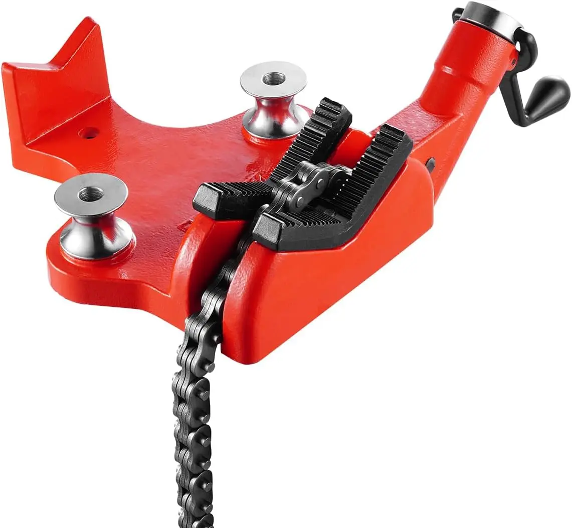 

Усиленные цепные тиски для труб, диапазон 1/2"-8", цепь 34,6 дюйма и чугунное основание для сантехнических и металлообрабатывающих работ