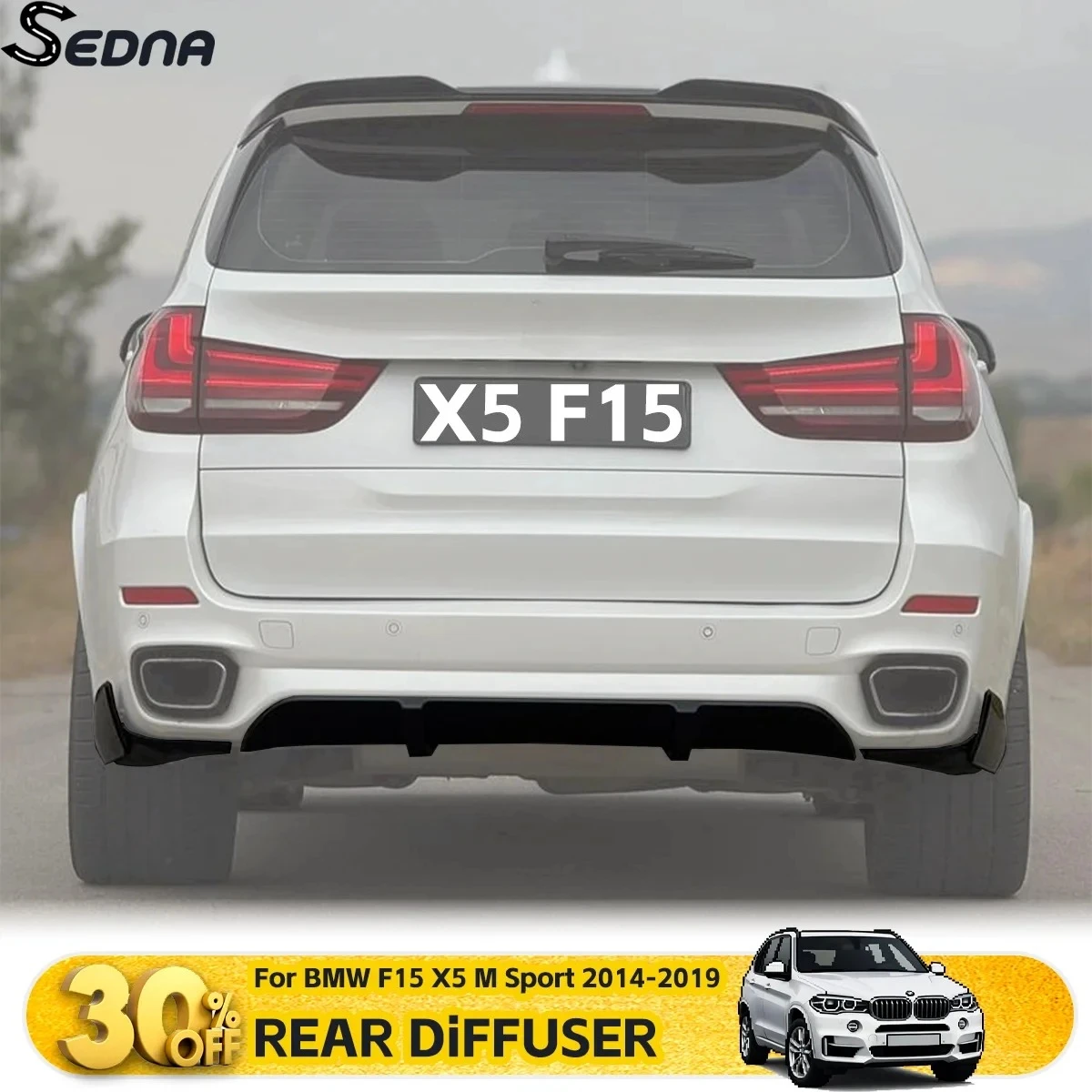 

For BMW X5 F15 2014-2019 Rear Bumper Diffuser Splitter Lip Spoiler Car Auto Tuning Exterior Guard Parts Body Kits Accessories