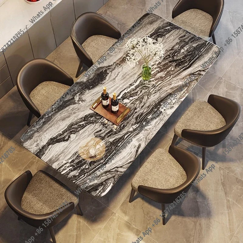 S Light Luxury Marble Dining Table Venice Brown Luxury Stone Pattern Simple Small Apartment Restaurant Dining Table And Chair Co