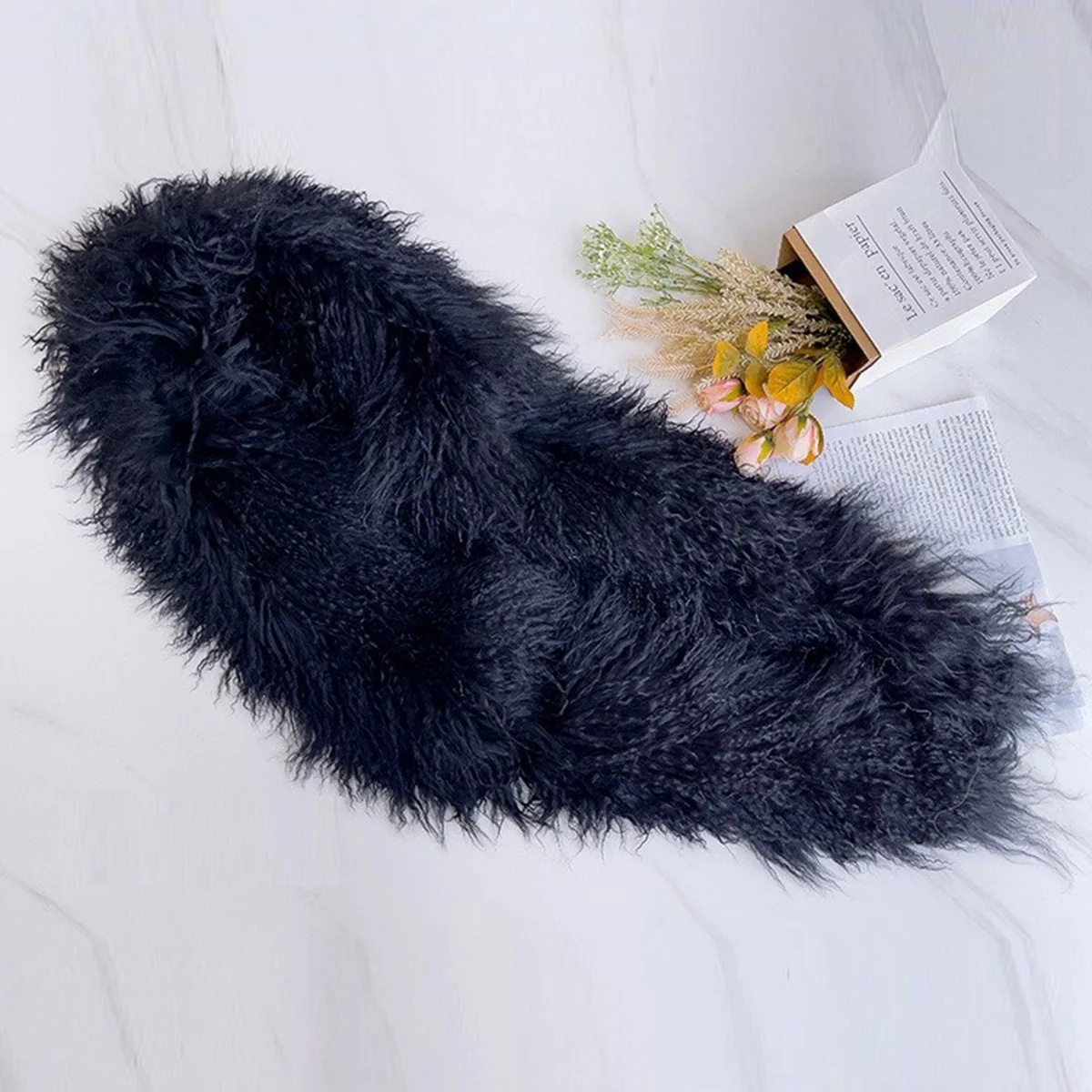 Long Real Mongolian Lamb Hair Scarf Winter Accessories Warm Scarf Natural Mongolian Scarf For Women Russia FEIMANYUAN