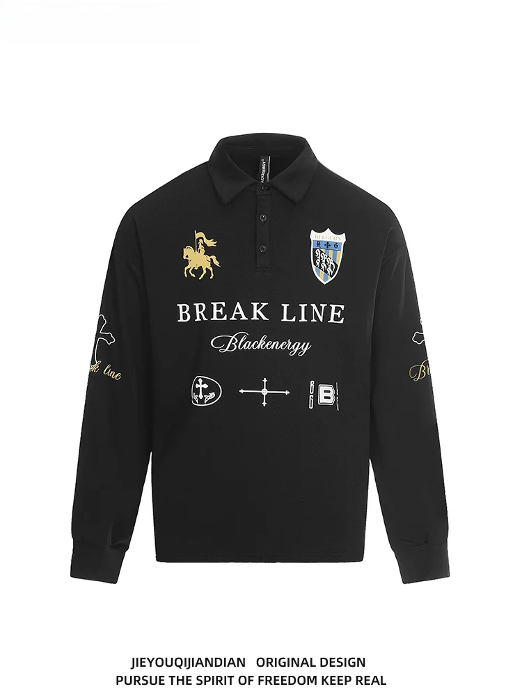 Camiseta  Estilo Jersey Americano Retrô com Estampa Bordada e Patch, Top Casual Solto para Homens e Mulheres