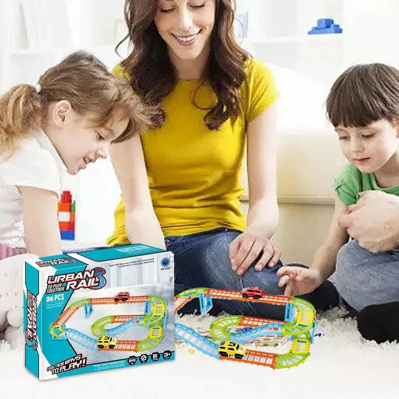 Rail Car Educational Toys Durable Racing Car Toys With 2 Mini Cars Gift For Kids High Quality Educational Toys Vehicle Playset