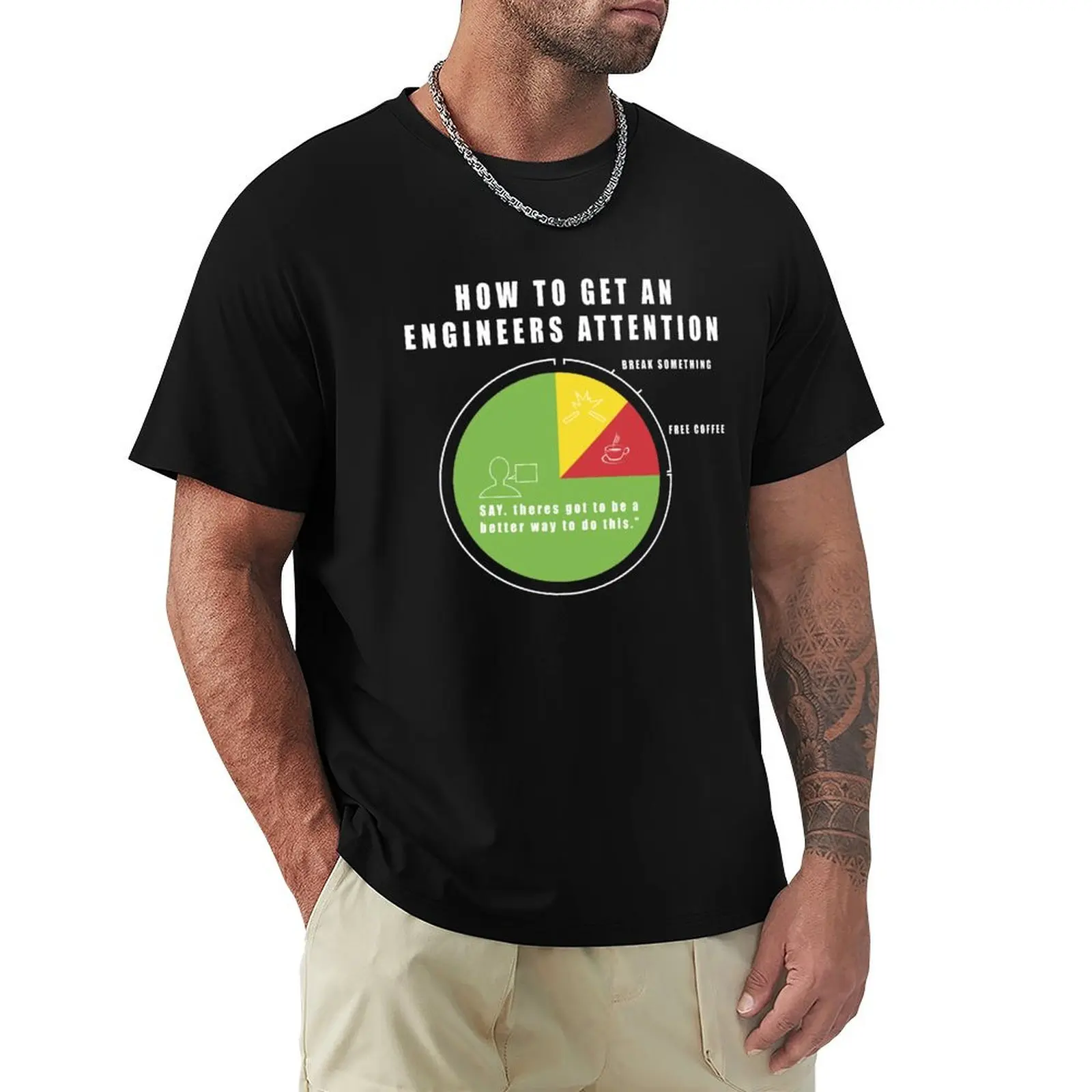 T-shirt décontracté à motif imprimé « Attention de l'ingénieur »