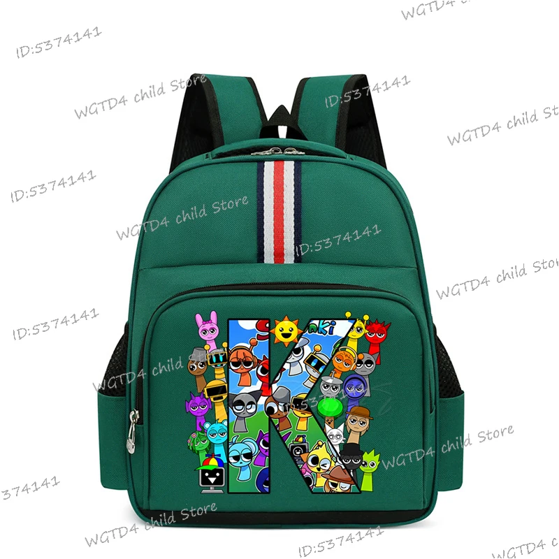 Sprunki Alphabet A-Z Backpack for Kindergarten Boys Girls Sprunki Incredibox Game Lover Gift Zipper Bookbag Waterproof Bagpack