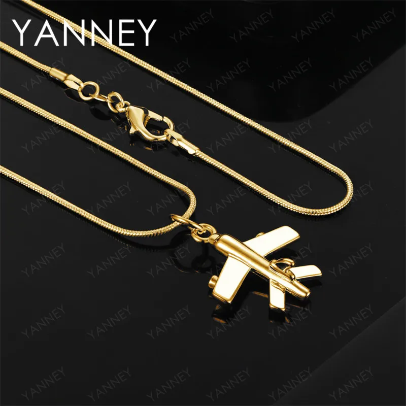 

925 Sterling Silver 18k Gold 16-30 Inch Exquisite Airplane Pendant Necklace Fashion Women'S Charm Party Jewelry