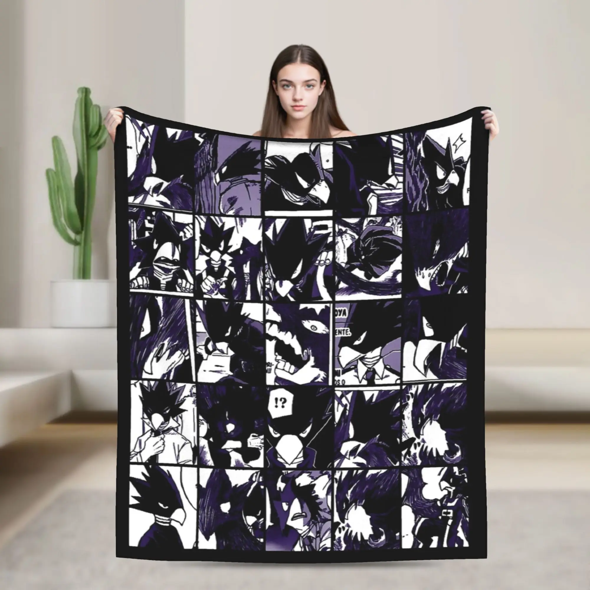 MHA Manga Panel Collage Flannel Blanket Winter My Hero Academia Super Warm Throw Blanket for Kids Bedspread Sofa Bed Cover