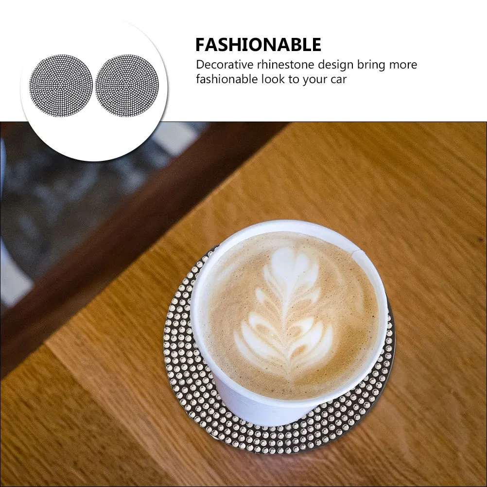 

2Pcs Car Cup Holders PVC Coasters Auto Round Non-Slip Vehicle Water Cup Pads Crystal Glitter Car Coaster Vehicle Coaster