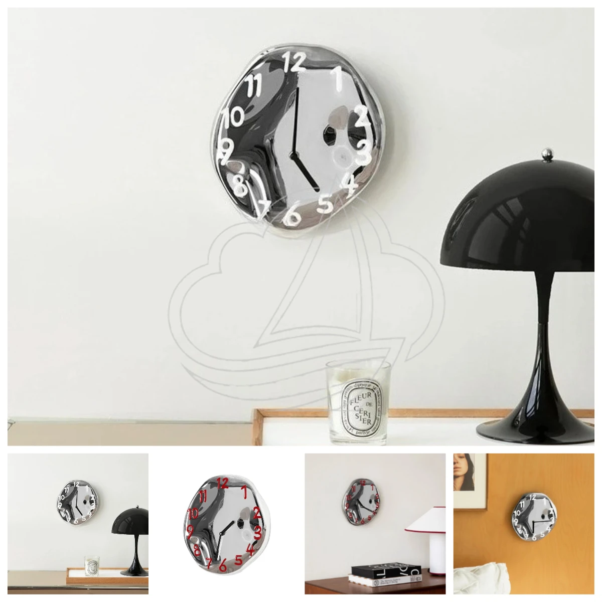Watch Style Ceramic Wall Clock, High-end Electroplating Creative Art Clock for Living Room Modern Home Decor