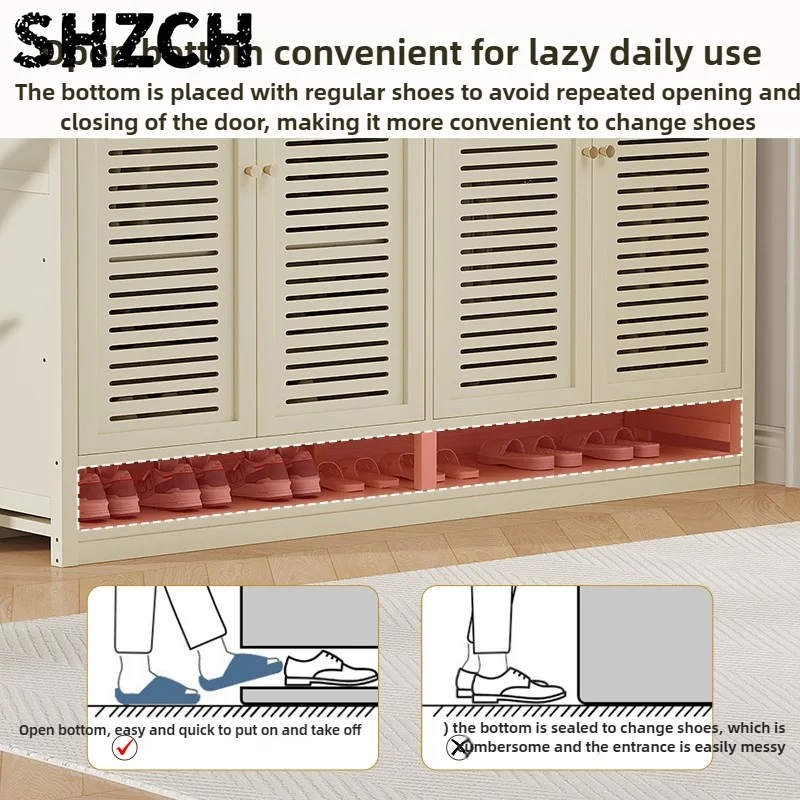 Bamboo Shoe Rack for Entryway Space Saving Shoe Cabinet with Dust Proof Large Capacity Shoes Shelf Easy Assembly Home Organizer