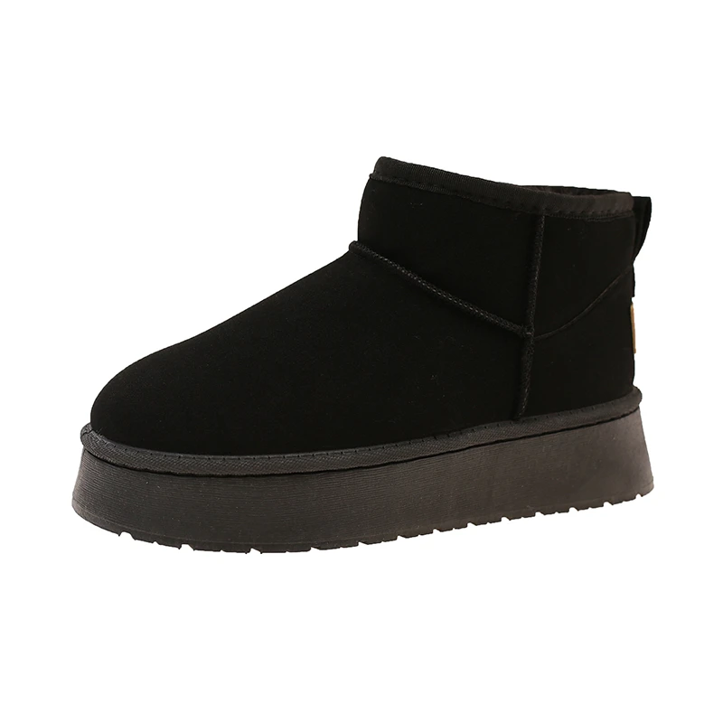 Winter Damen Kurze Plüsch Warme Schneestiefel Freizeitschuhe Neue Wildleder Pelz Chelsea Stiefeletten Flache Plateau Damenstiefel – Detail 9