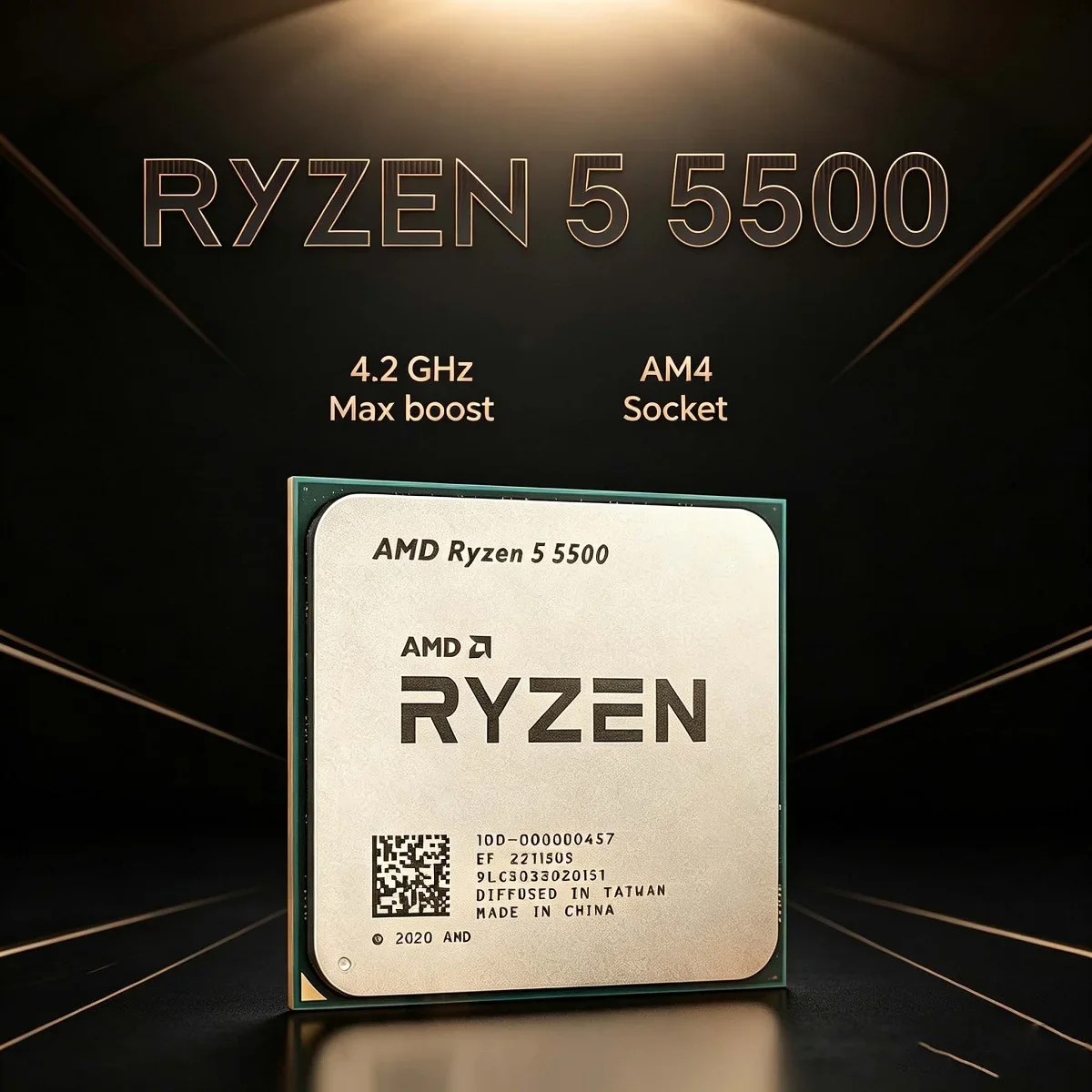 Processeur AMD Ryzen 5 5500 pour ordinateur de bureau R5 5500 6 cœurs 12 threads 4,2 GHz Débloqué Socket AM4 CPU de jeu sans emballage